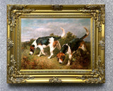 Framed Oleograph of  Foxhounds on a Moor aft. John Emms