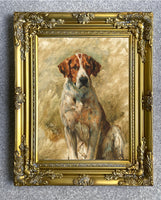 Gilt Framed Oleograph of a Foxhound aft. Emms