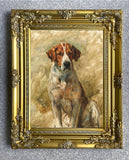 Gilt Framed Oleograph of a Foxhound aft. Emms