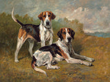 Fine Lithograph on Stretched Canvas of Foxhounds in a Rural Landscape aft. John Emms