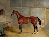 Gilt Framed Oleograph of  a Bay Horse in a Stable - John Ferneley