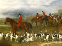 Oleograph on Canvas of a Hunting Scene - Huntsmen & Hounds after Ferneley