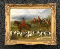 Oleograph on Canvas of a Hunting Scene - Huntsmen & Hounds after Ferneley