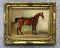 Fine Oleograph on Canvas - Bay Hunter in a Stall aft. Ferneley