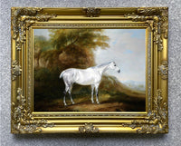 Fine Oleograph on Canvas - Dapple Grey Hunter in a Landscape aft. Ferneley