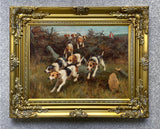 Fine Framed Oleograph of Foxhounds "The Chase"