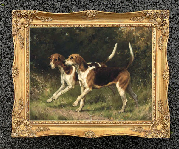 Gilt Framed Oleograph - A Pair of Foxhounds after Thomas Blinks