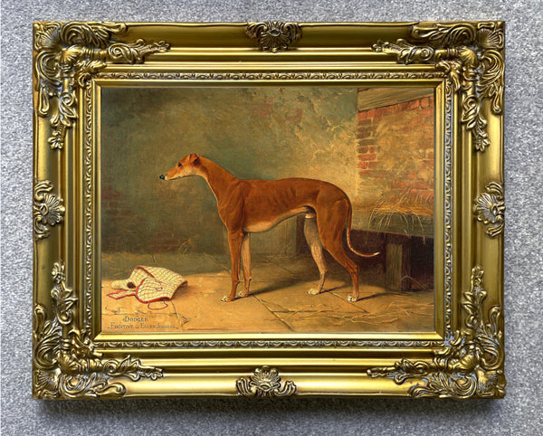 Gilt Framed Oleograph -  The Champion Greyhound "Dodger"