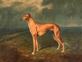 Gilt Framed Oleograph of a Greyhound in a Landscape aft. Lilian Cheviot