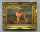 Gilt Framed Oleograph of a Greyhound in a Landscape aft. Lilian Cheviot