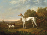 Gilt Framed Oleograph -  A Greyhound & Spaniel in a Landscape