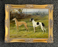 Gilt Framed Oleograph of a Pair of Greyhounds