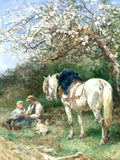 Oleograph on Canvas "Lunchtime Rest" after Heywood Hardy