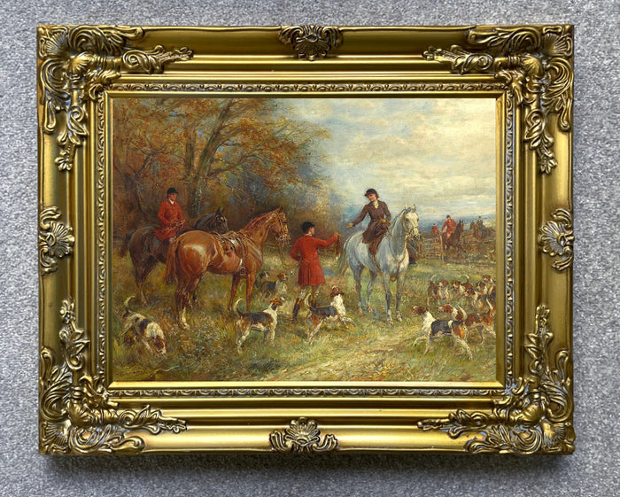 Fine Oleograph on Canvas of a Hunting Scene aft. Heywood Hardy