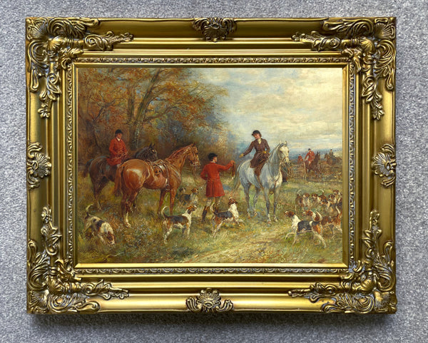 Fine Oleograph on Canvas of a Hunting Scene aft. Heywood Hardy