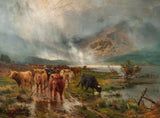 Highland Cattle watering - Fine Lithograph on Canvas after Bosworth Hurt