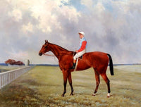 Oleograph on Canvas of a Racehorse & Jockey