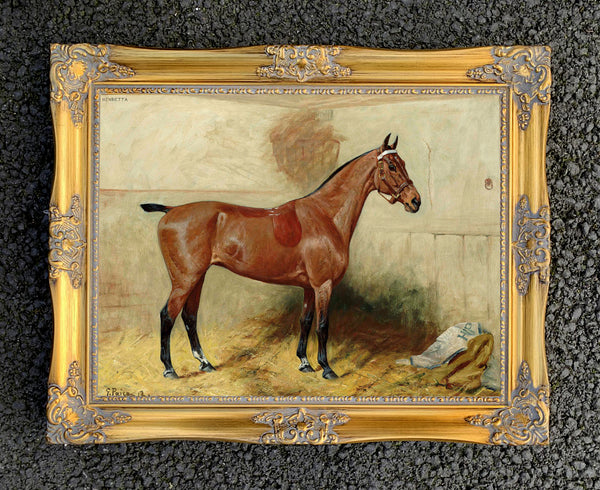 Oleograph on Canvas of the Racehorse "Henrietta"