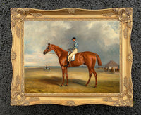 Oleograph on Canvas of a Racehorse and Jockey