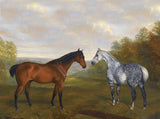 Fine Oleograph on Canvas of 2 Horses in a Rural Landscape