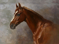 Fine Oleograph on Canvas - Head Study of a Chestnut Horse