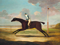 Fine Lithograph on Stretched Canvas of a Racehorse with Jockey Up aft. Sartorius