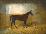 Fine Oleograph on Canvas of a Bay Racehorse in a Loose Box