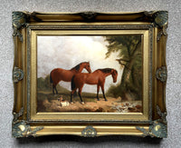 Fine Oleograph on Canvas of Horses in a Rural Landscape