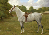 Fine Oleograph on Canvas of a Grey Horse in a Rural Landscape