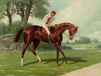 Fine Oleograph on Canvas of the Racehorse "Sir Francis" with William Doggett Up