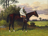 Fine Oleograph on Canvas of the Racehorse "Domino" with Jockey Up