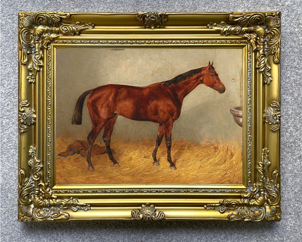 Fine Oleograph on Canvas of a Horse in a Stable after Emil Adam.