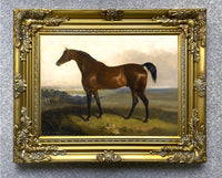 Fine Oleograph on Canvas of Bay Horse in a Landscape aft. John Boultbee