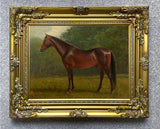 Fine Oleograph on Canvas - A Thoroughbred in a Landscape aft. A Bierstadt