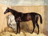 Fine Oleograph on Canvas of a Bay Horse in a Stall aft. Harry Hall