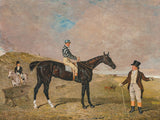 Fine Oleograph on Canvas - 'Bravura', an iron-grey filly, with James Robinson up