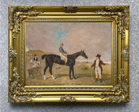 Fine Oleograph on Canvas - 'Bravura', an iron-grey filly, with James Robinson up