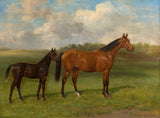 Fine Oleograph on Canvas - Study of a Mare & Foal