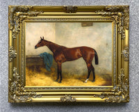 Fine Lithograph on Stretched Canvas of a Racehorse in a Stable aft. Harry Hall