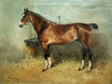 Oleograph on Canvas of a Bay Hunter in a Stable