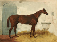 Oleograph on Canvas of The Racehorse "Cossack" in a Stable after Harry Hall