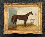 Oleograph on Canvas of The Racehorse "Cossack" in a Stable after Harry Hall