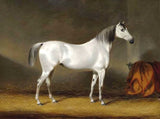 Oleograph on Canvas of a Grey Racehorse in a Stable