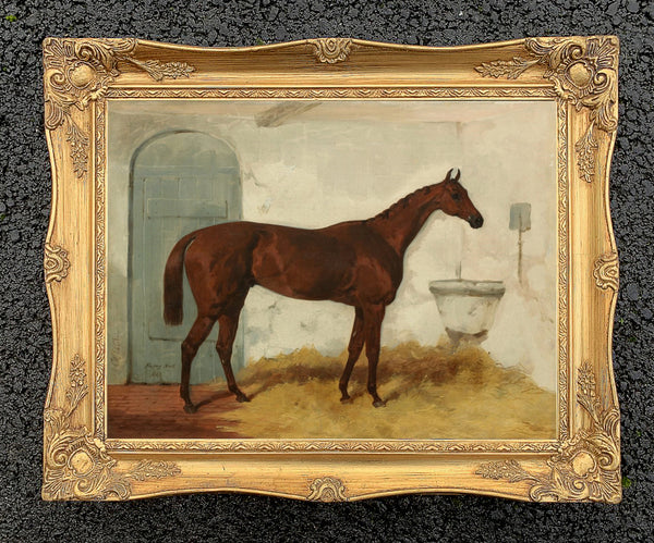 Oleograph on Canvas of a Horse in a Stall