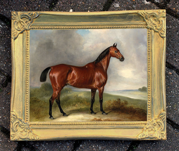 Fine Oleograph on Canvas of a Bay Horse in a Landscape after John Ferneley