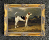 Gilt Framed Oleograph of a Hound in a Landscape