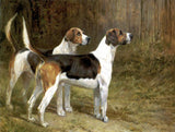 Gilt Framed Oleograph of a Pair of Foxhounds