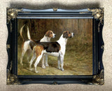 Gilt Framed Oleograph of a Pair of Foxhounds