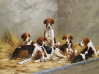 Gilt Framed Lithograph of a Hounds at Rest aft. Thomas Blinks