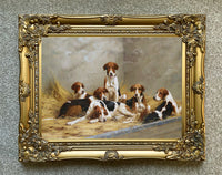 Gilt Framed Lithograph of a Hounds at Rest aft. Thomas Blinks